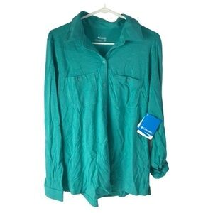Columbia Pedal Flats long sleeve roll sleeve top size Large , teal